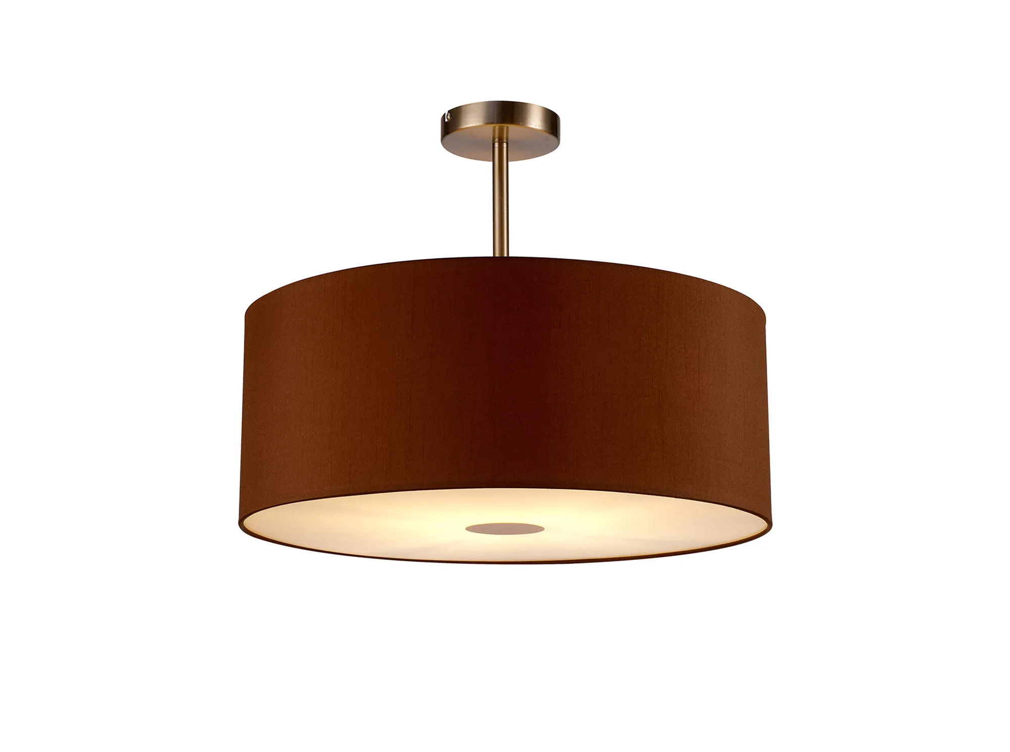 Baymont 50cm Semi Flush 1 Light Satin Nickel, Raw Cocoa/Grecian Bronze, Frosted Diffuser